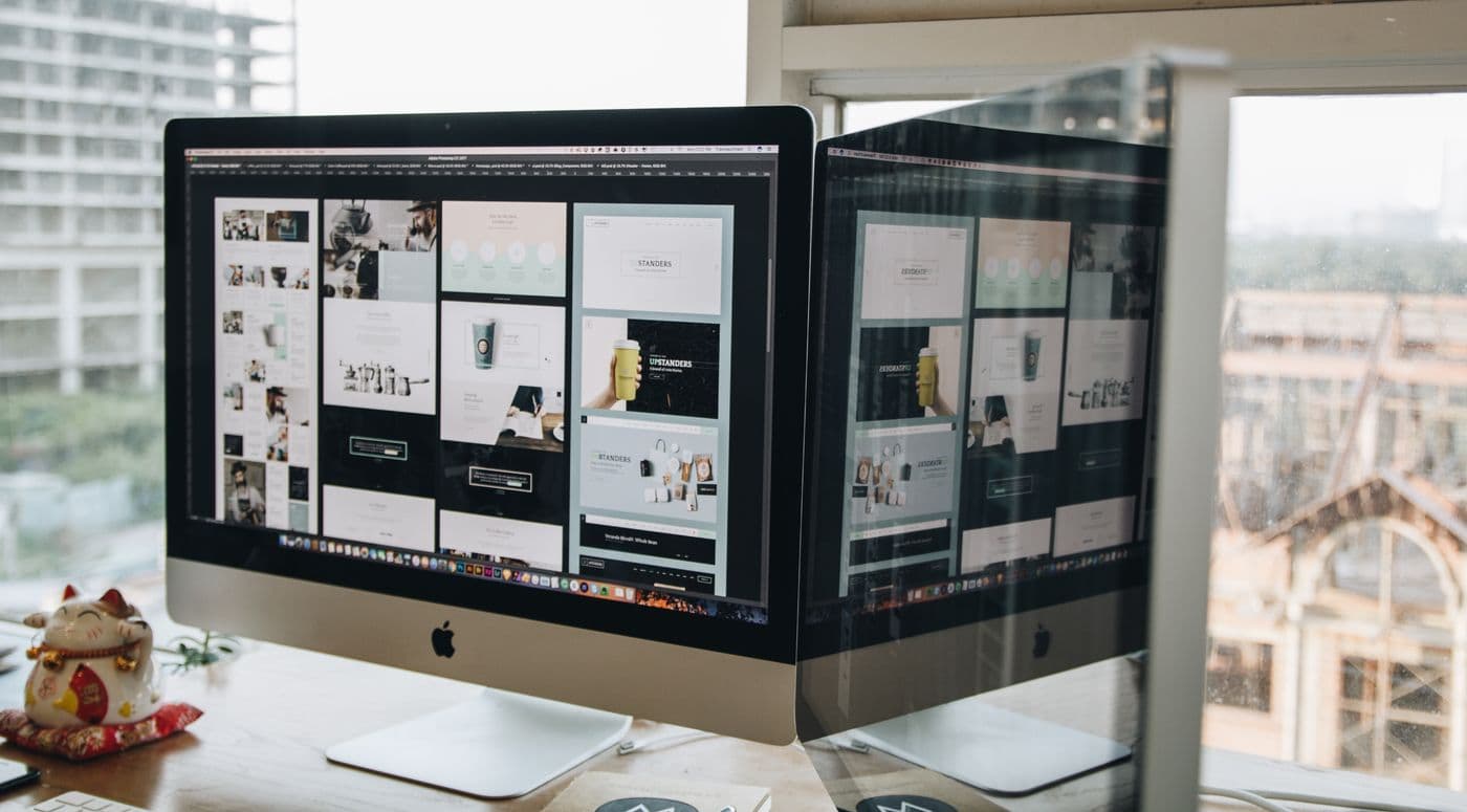 A sophisticated, modern custom website displayed on a large screen